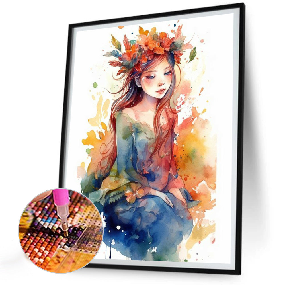 Painted Woman - Full Round Drill Diamond Painting 30*40CM