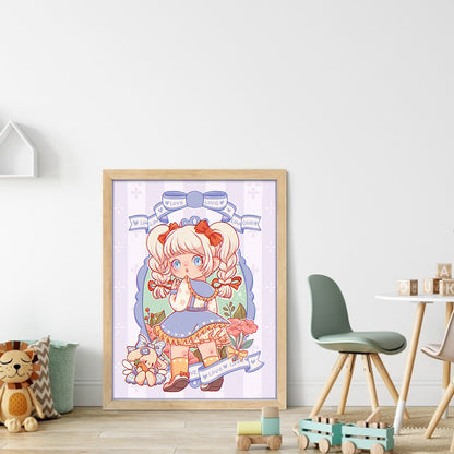 Cartoon Girl - 11CT Stamped Cross Stitch 40*56CM