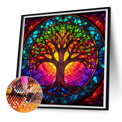 Tree Art Glass Painting - Full Round Drill Diamond Painting 30*30CM