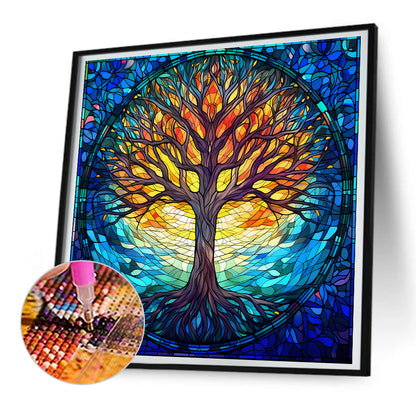 Tree Art Glass Painting - Full Round Drill Diamond Painting 30*30CM