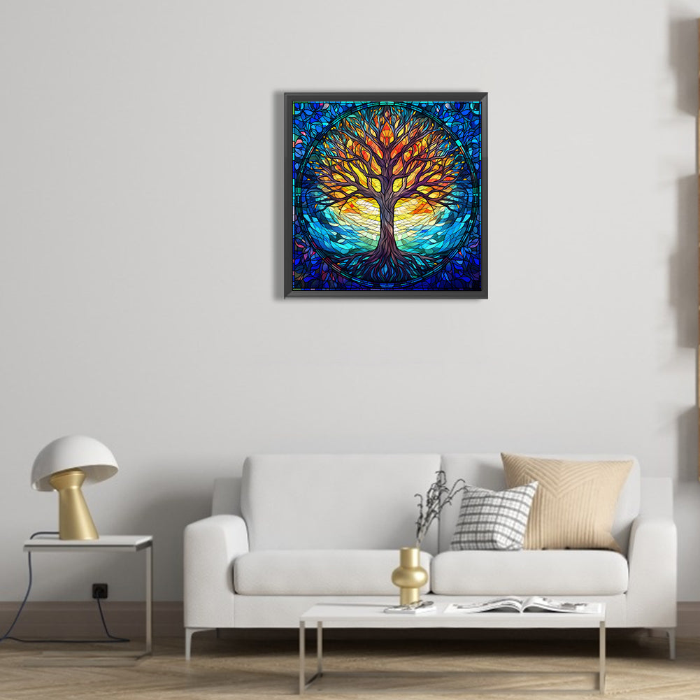 Tree Art Glass Painting - Full Round Drill Diamond Painting 30*30CM