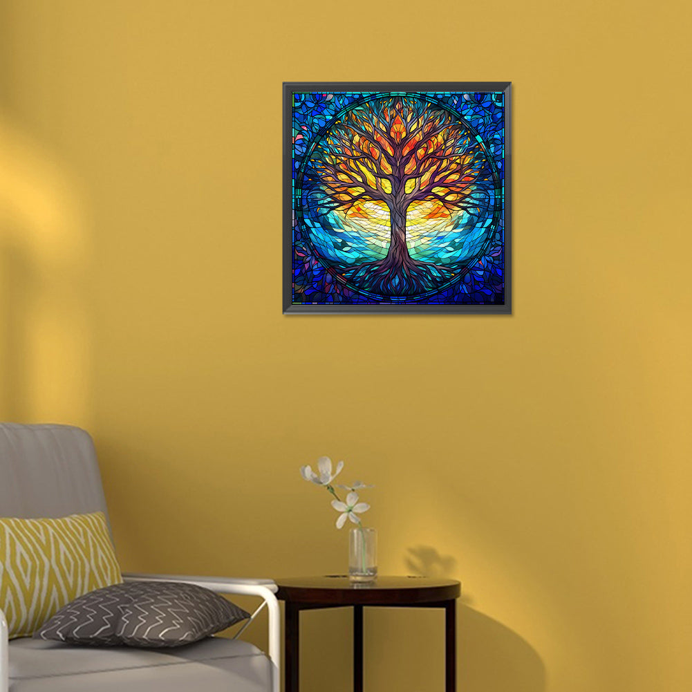 Tree Art Glass Painting - Full Round Drill Diamond Painting 30*30CM