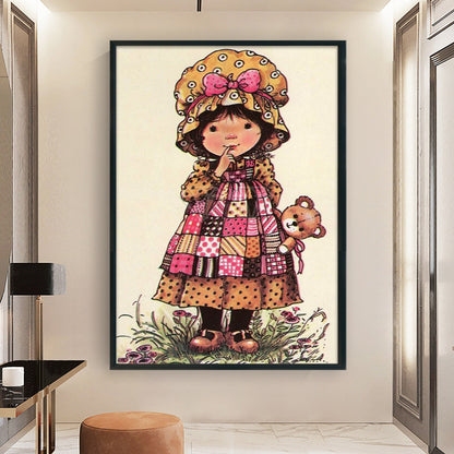 Girl And Bear - 11CT Stamped Cross Stitch 50*70CM