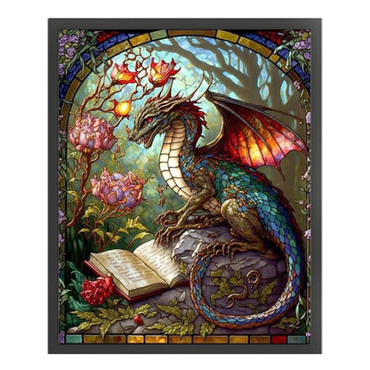 Glass Painting-Pterodactyl Reading A Book - 14CT Stamped Cross Stitch 45*55CM