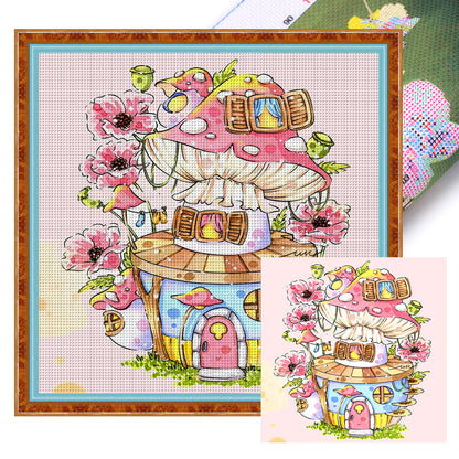 Mushroom House - 9CT Stamped Cross Stitch 50*50CM