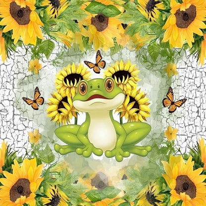 Sunflower And Frog - Full Round Drill Diamond Painting 30*30CM