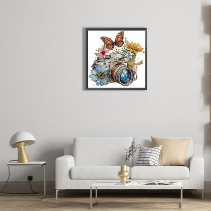 Flowers And Camera - Full Round Drill Diamond Painting 30*30CM