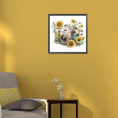 Flowers And Camera - Full Round Drill Diamond Painting 30*30CM