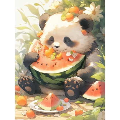 Panda Eating Watermelon - Full Round Drill Diamond Painting 30*40CM