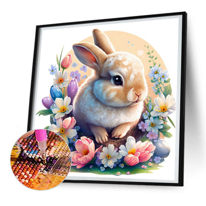 Flower And Bunny - Full Round Drill Diamond Painting 30*30CM