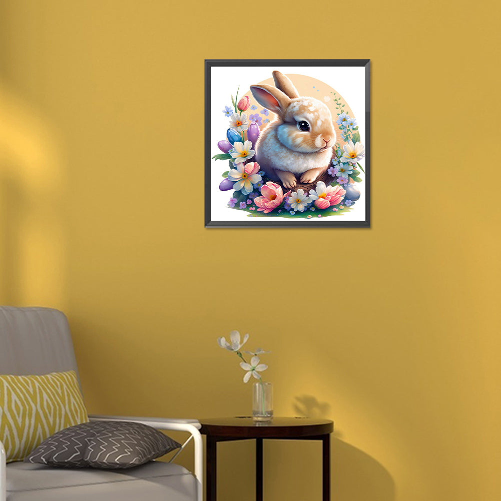 Flower And Bunny - Full Round Drill Diamond Painting 30*30CM