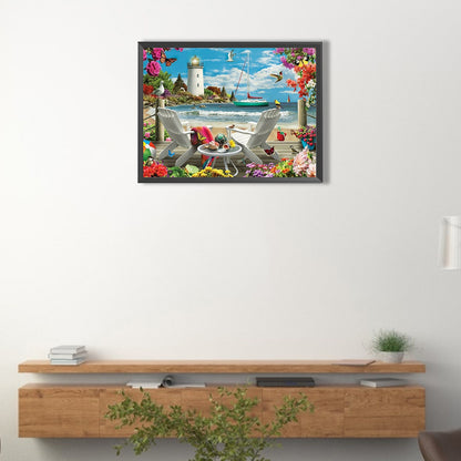 Seaside Seat - Full Round Drill Diamond Painting 40*30CM