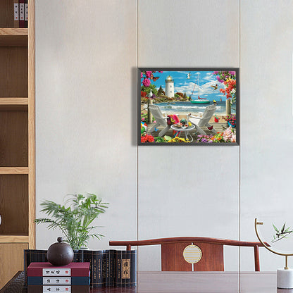 Seaside Seat - Full Round Drill Diamond Painting 40*30CM