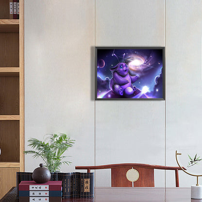 Purple Star Cloud Cat - Full Round Drill Diamond Painting 40*30CM