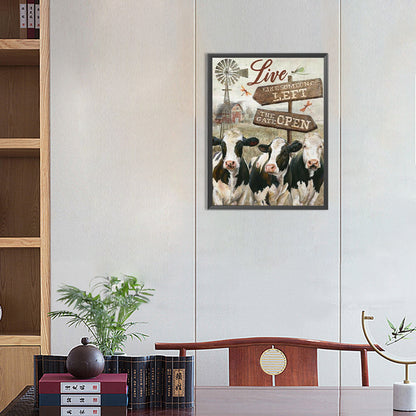 Cattle Field Sign - Full Round Drill Diamond Painting 30*40CM