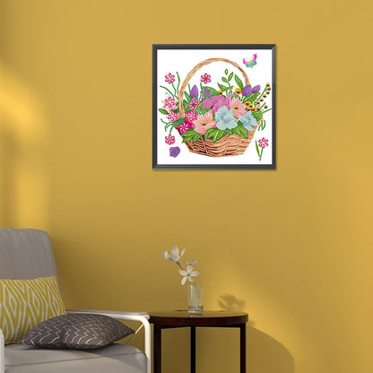Flower Basket - Special Shaped Drill Diamond Painting 30*30CM