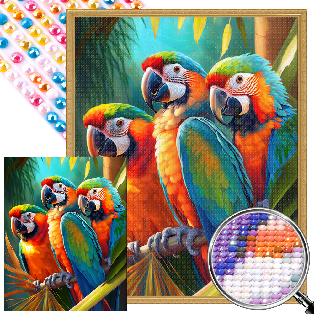 Three Parrots - AB Round Drill Diamond Painting 40*50CM