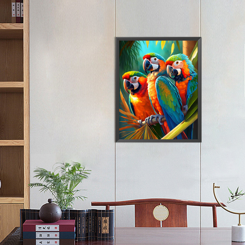 Three Parrots - AB Round Drill Diamond Painting 40*50CM