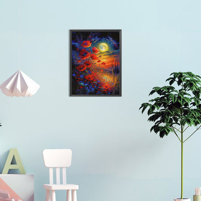 Poppies Moonlight - Full Round Drill Diamond Painting 30*40CM