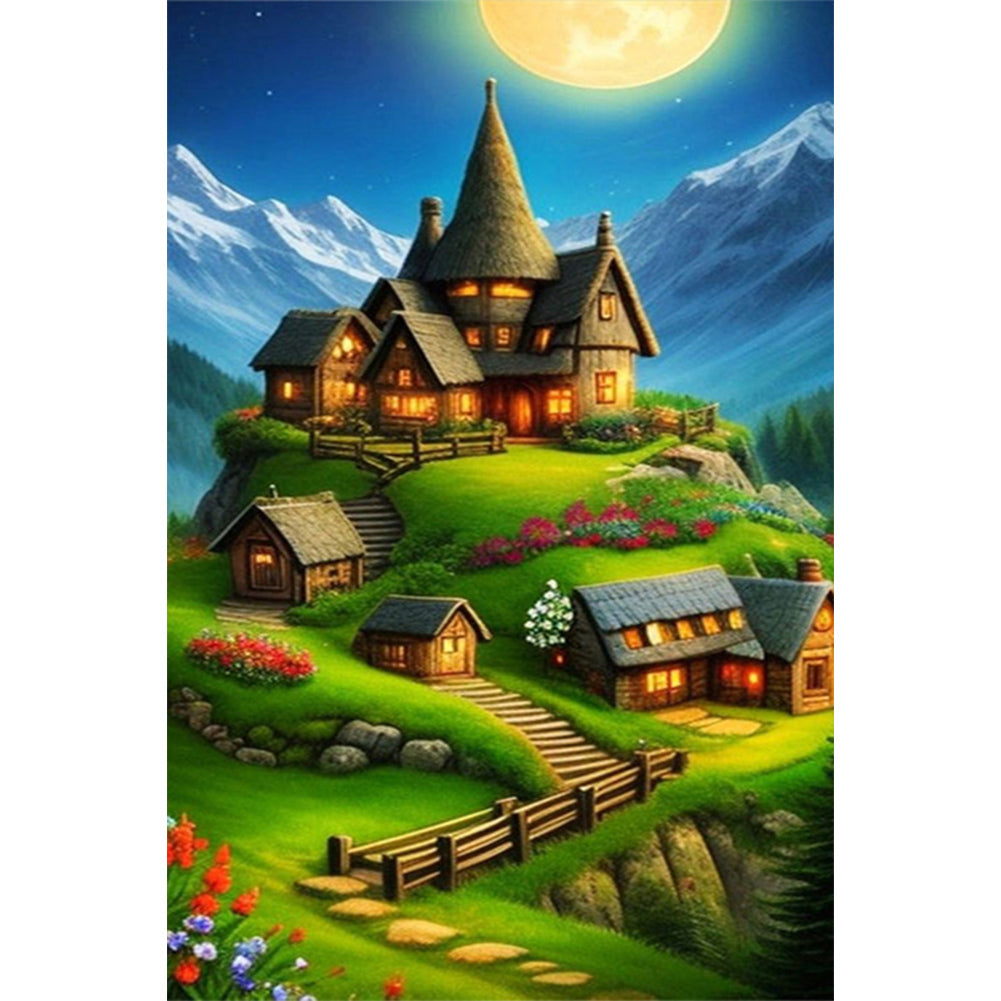 Hill Hut - AB Round Drill Diamond Painting 40*60CM