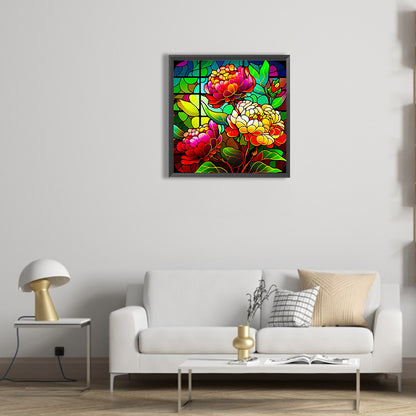Glass Peony - Full Round Drill Diamond Painting 30*30CM
