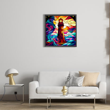 Glass Lighthouse - Full Round Drill Diamond Painting 30*30CM