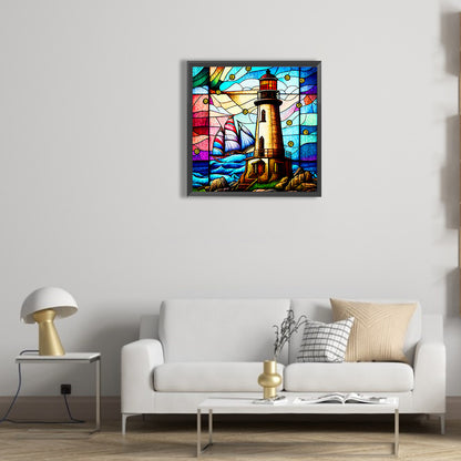 Glass Lighthouse - Full Round Drill Diamond Painting 30*30CM