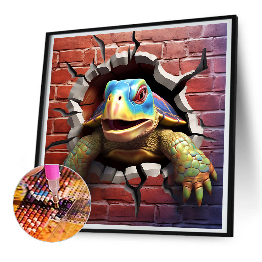 Turtle Breaking Through The Wall - Full Round Drill Diamond Painting 30*30CM