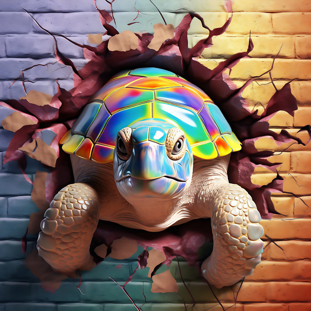 Turtle Breaking Through The Wall - Full Round Drill Diamond Painting 30*30CM