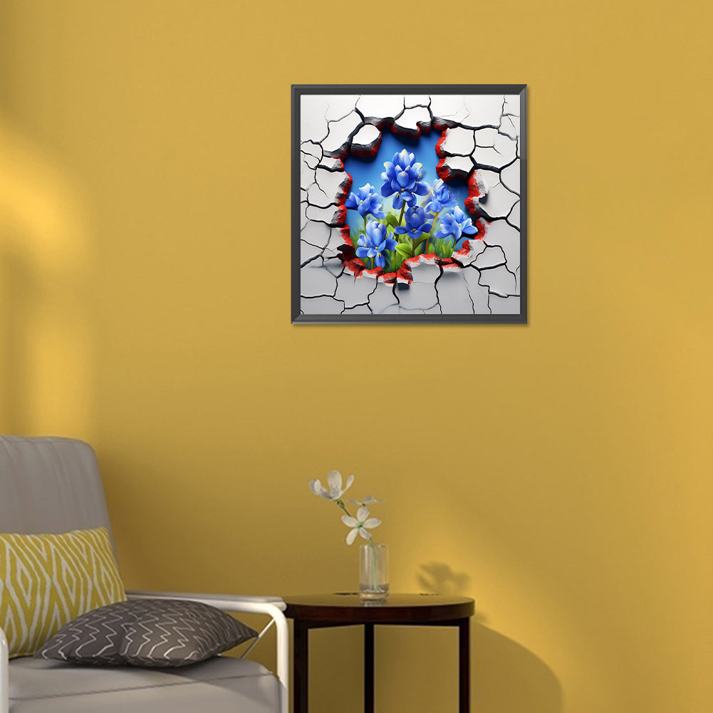 Flowers Bursting Through The Wall - Full Round Drill Diamond Painting 30*30CM