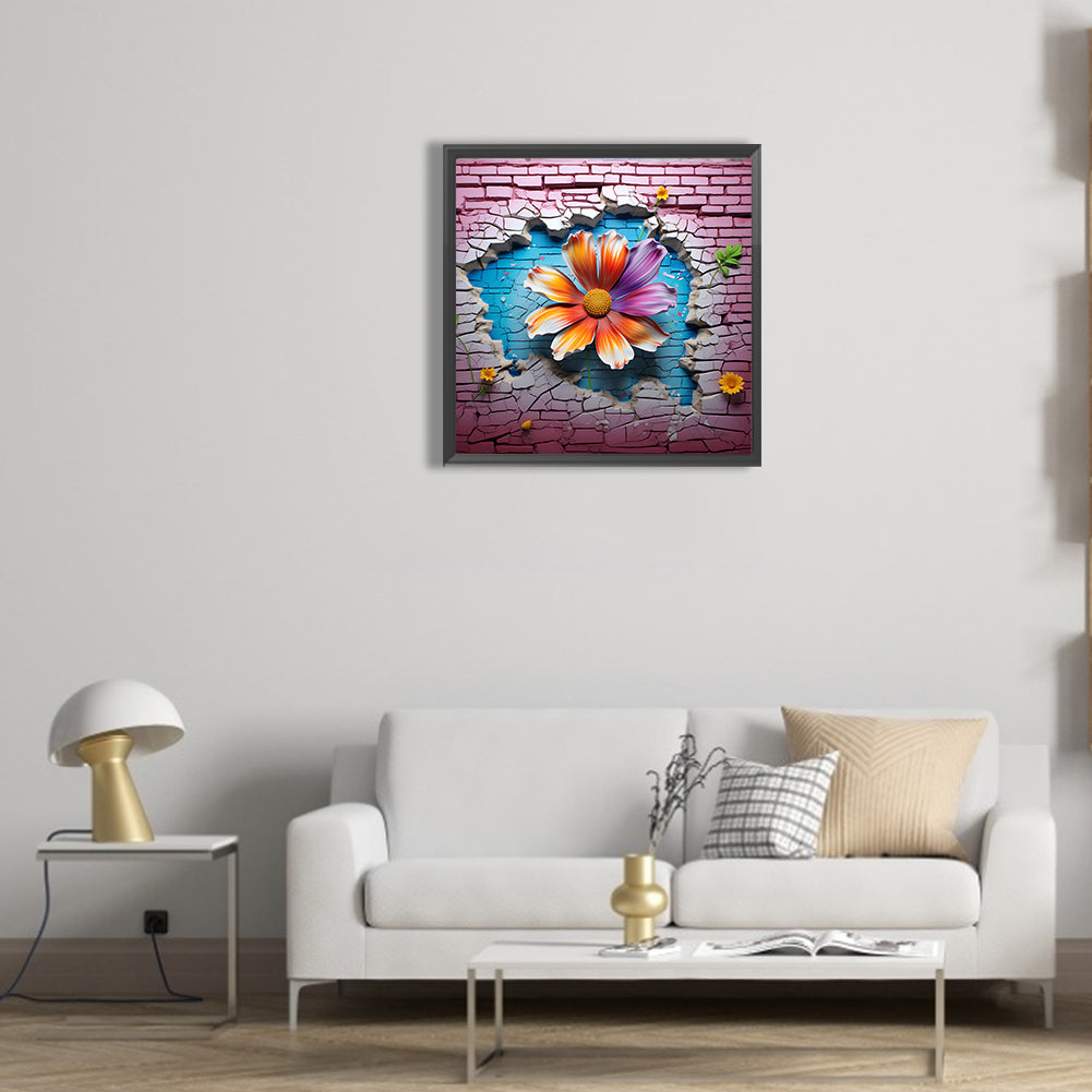 Flowers Bursting Through The Wall - Full Round Drill Diamond Painting 30*30CM