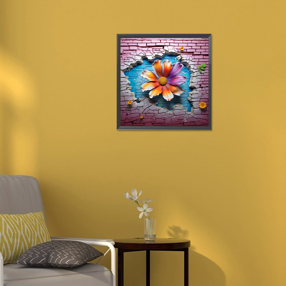 Flowers Bursting Through The Wall - Full Round Drill Diamond Painting 30*30CM