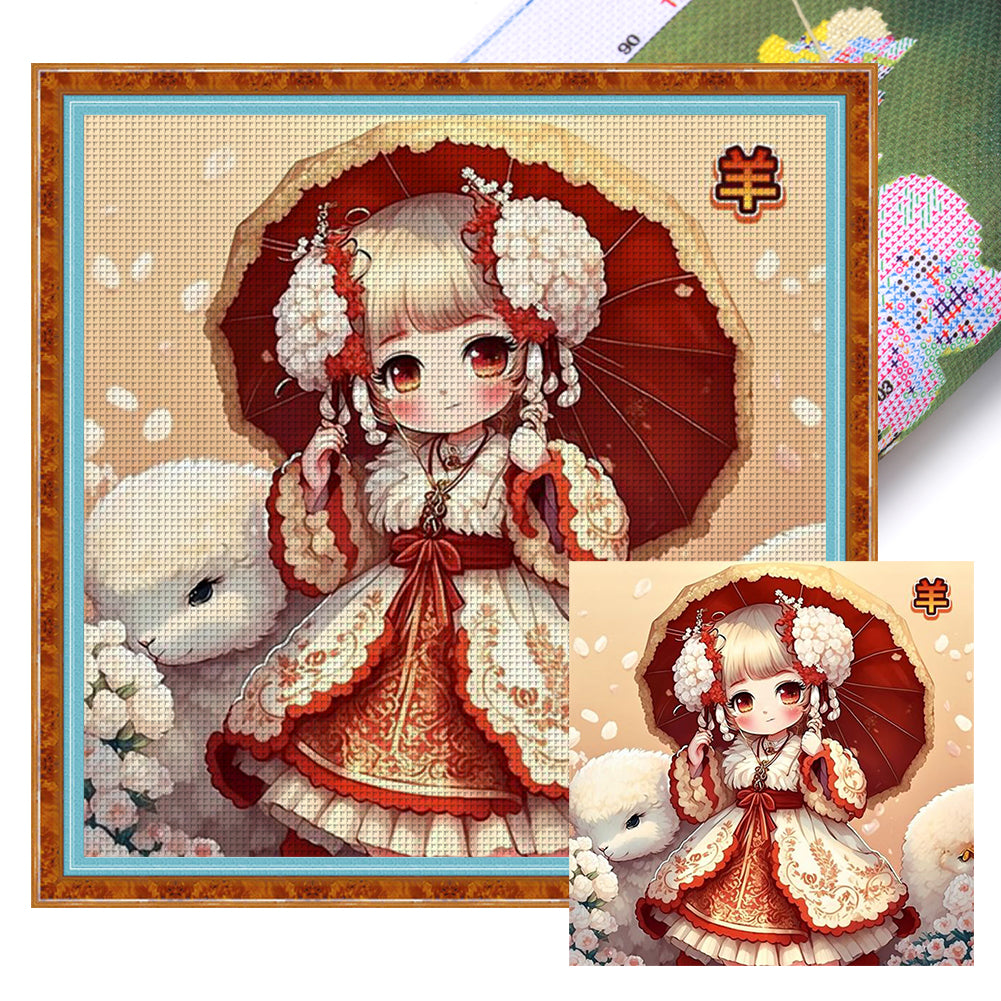 Cute Little Girl - 11CT Stamped Cross Stitch 50*50CM