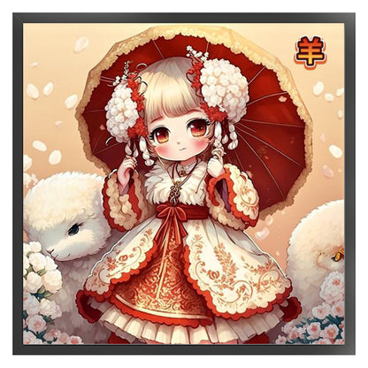 Cute Little Girl - 11CT Stamped Cross Stitch 50*50CM