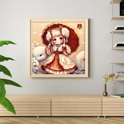 Cute Little Girl - 11CT Stamped Cross Stitch 50*50CM