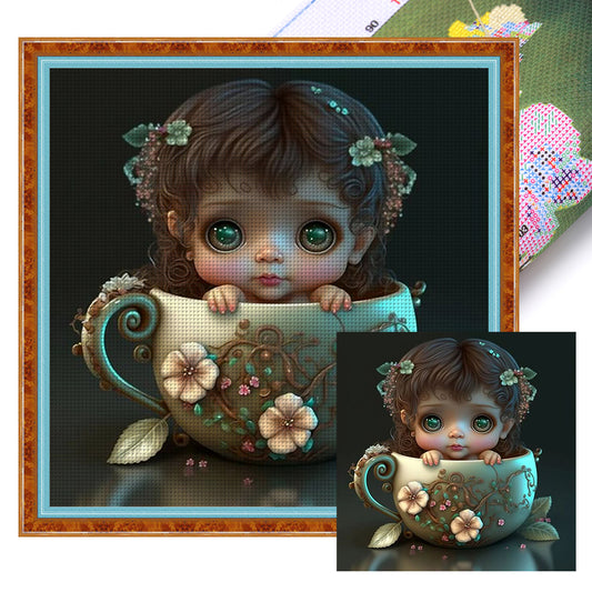 Cute Little Girl - 11CT Stamped Cross Stitch 50*50CM