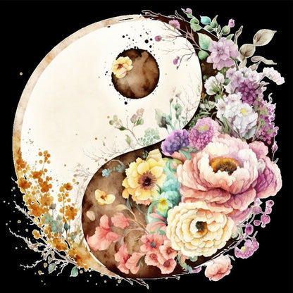 Tai Chi Flower Sketch - Full Round Drill Diamond Painting 30*30CM