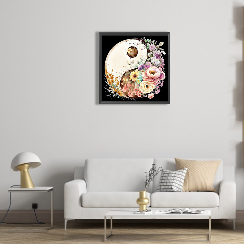 Tai Chi Flower Sketch - Full Round Drill Diamond Painting 30*30CM
