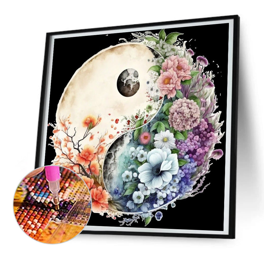 Tai Chi Flower Sketch - Full Round Drill Diamond Painting 30*30CM