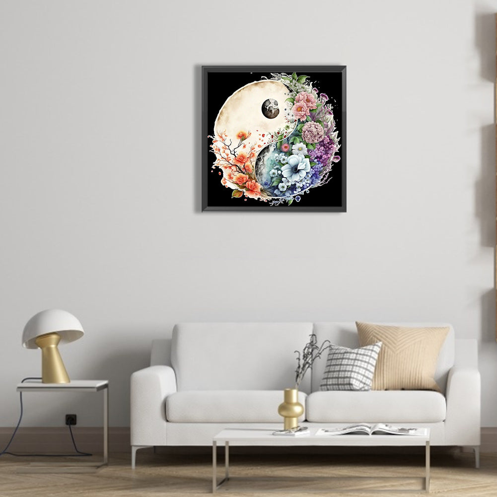 Tai Chi Flower Sketch - Full Round Drill Diamond Painting 30*30CM