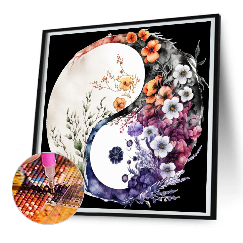 Tai Chi Flower Sketch - Full Round Drill Diamond Painting 30*30CM