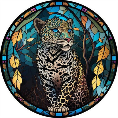 Leopard Glass Painting - Full Round Drill Diamond Painting 30*30CM