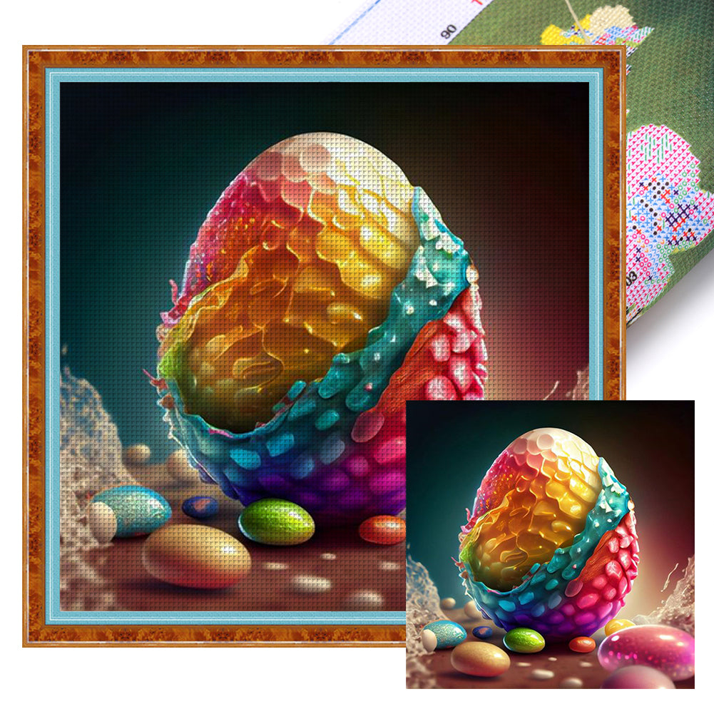 Colored Eggs - 11CT Stamped Cross Stitch 50*50CM