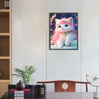 Pink Cat - Full Round Drill Diamond Painting 30*40CM