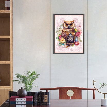 Owl With Camera - Full Round Drill Diamond Painting 30*40CM