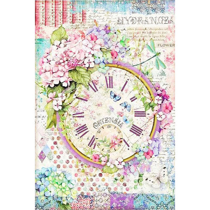 Beautiful Flowers And Clock Dial - Full Round Drill Diamond Painting 40*60CM