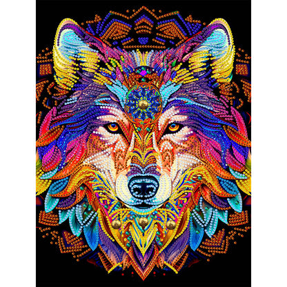 Mandala Wolf - Special Shaped Drill Diamond Painting 30*40CM