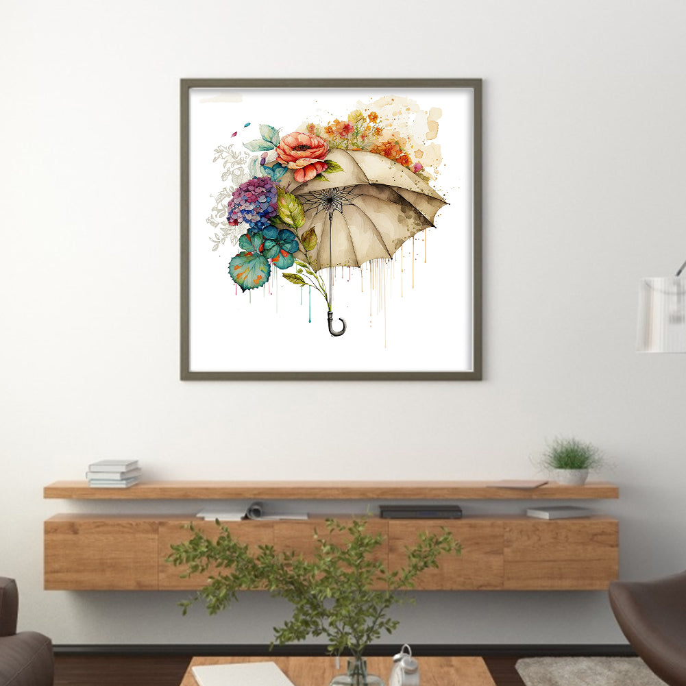 Flowers Umbrella - 16CT Stamped Cross Stitch 40*40CM