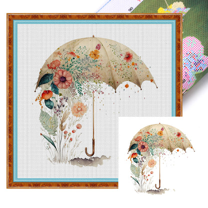 Flowers Umbrella - 16CT Stamped Cross Stitch 40*40CM