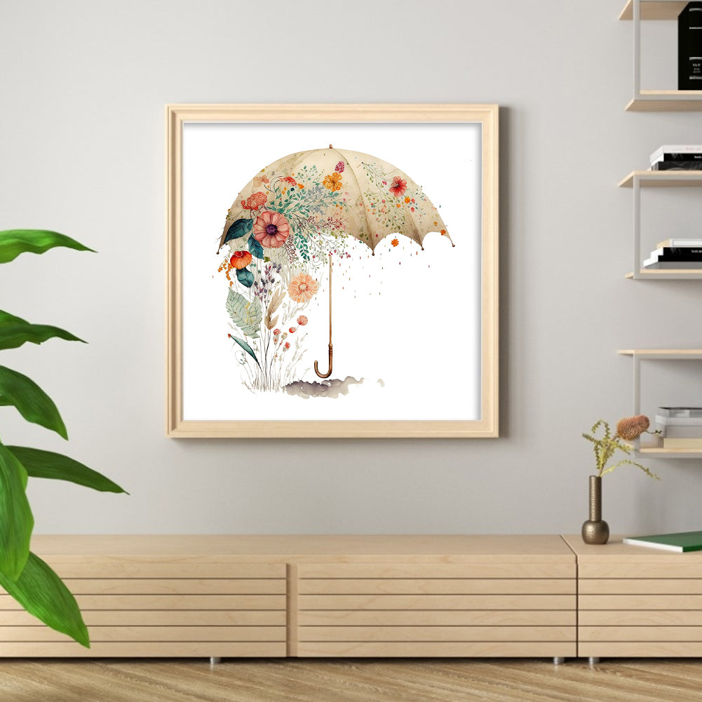 Flowers Umbrella - 16CT Stamped Cross Stitch 40*40CM